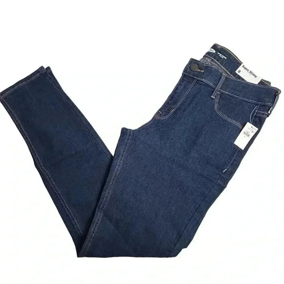Old Navy Women's Size 8 Dark Blue Mid-Rise Skinny Jeans Stretchy - Picture 4 of 11